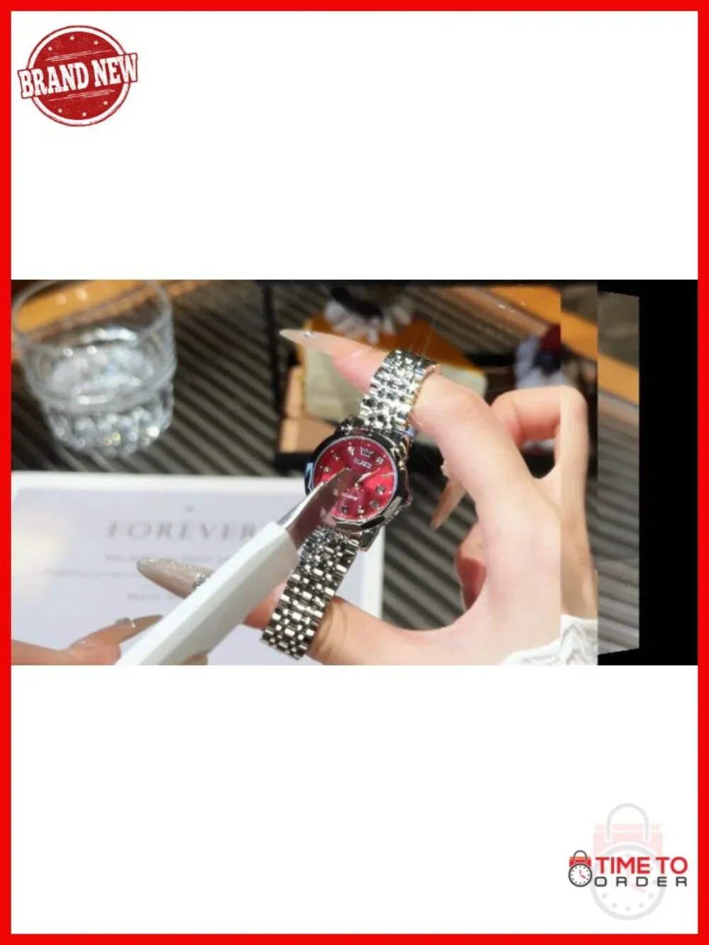 Ladies Quartz Wristwatch Stainless Steel Waterproof Luminous Day Date Two Tone